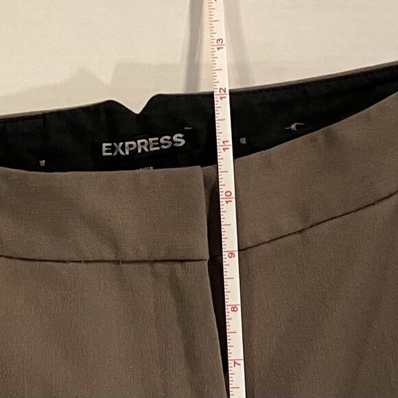 Express Editor Taupe/Beige/Neutral Straight Leg Trousers Mid Rise, Slim, 8R - Picture 15 of 15